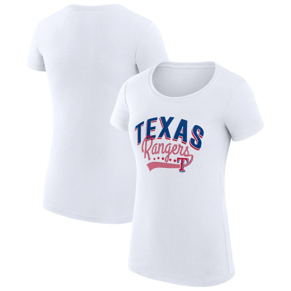 Texas Rangers G-III 4Her by Carl Banks Women's Super-Slim Fit Lightweight Filigree Team T-Shirt - White