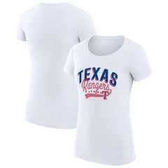 Texas Rangers G-III 4Her by Carl Banks Women's Super-Slim Fit Lightweight Filigree Team T-Shirt - White