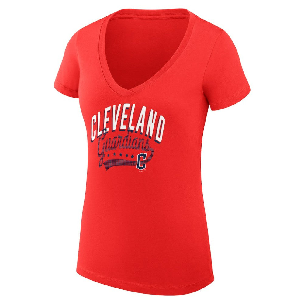Cleveland Guardians G-III 4Her by Carl Banks Women's Super-Slim Fit Lightweight Filigree Team V-Neck T-Shirt - Red