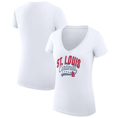 St. Louis Cardinals G-III 4Her by Carl Banks Women's Super-Slim Fit Lightweight Filigree Team V-Neck T-Shirt - White