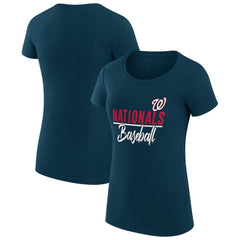 Washington Nationals G-III 4Her by Carl Banks Women's Super-Slim Fit Lightweight Team Graphic T-Shirt - Navy