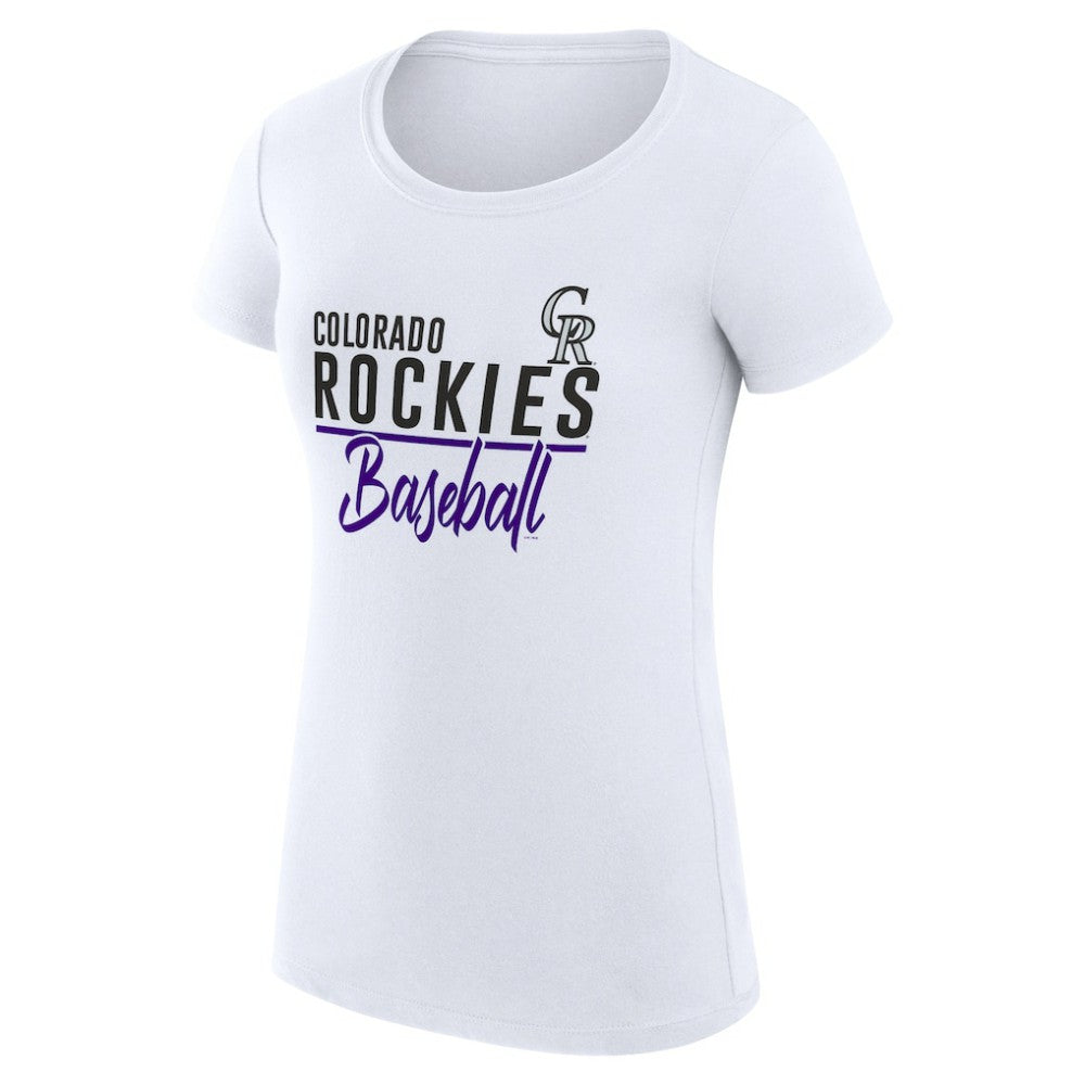 Colorado Rockies G-III 4Her by Carl Banks Women's Super-Slim Fit Lightweight Team Graphic T-Shirt - White