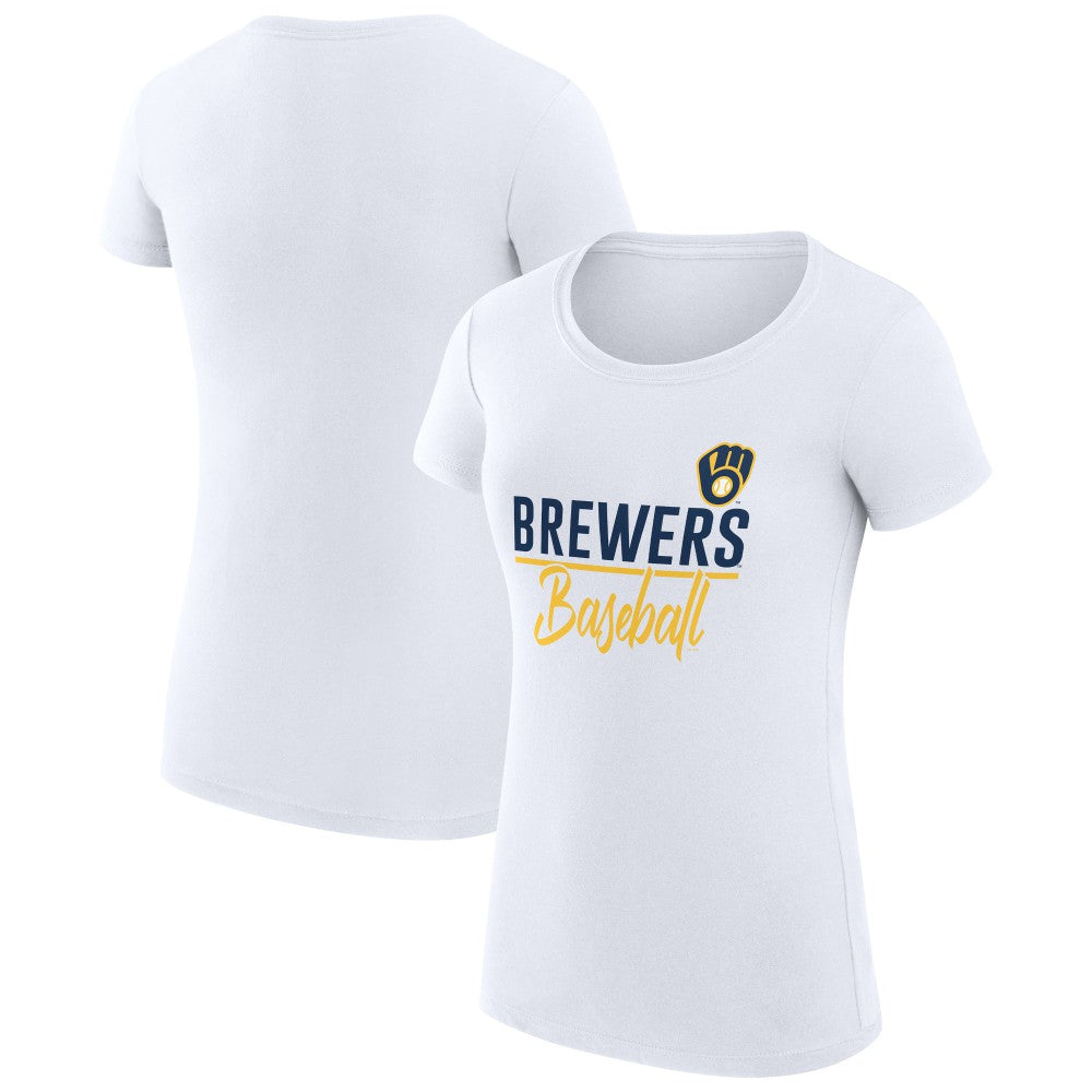 Milwaukee Brewers G-III 4Her by Carl Banks Women's Super-Slim Fit Lightweight Team Graphic T-Shirt - White