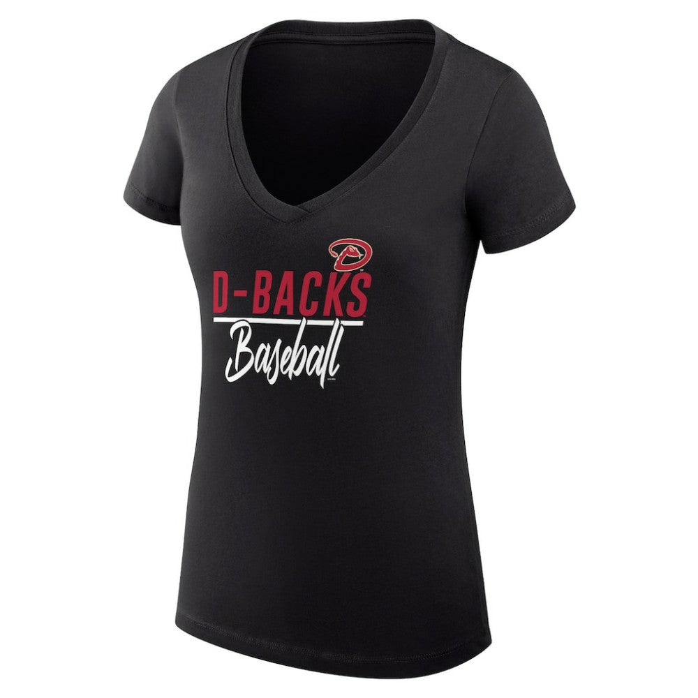 Arizona Diamondbacks G-III 4Her by Carl Banks Women's Super-Slim Fit Lightweight Team Graphic V-Neck T-Shirt - Black
