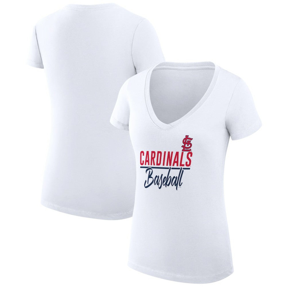 St. Louis Cardinals G-III 4Her by Carl Banks Women's Super-Slim Fit Lightweight Team Graphic V-Neck T-Shirt - White