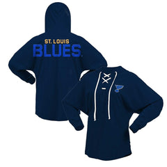 St. Louis Blues Fanatics Women's Jersey Lace-Up V-Neck Long Sleeve Hoodie T-Shirt