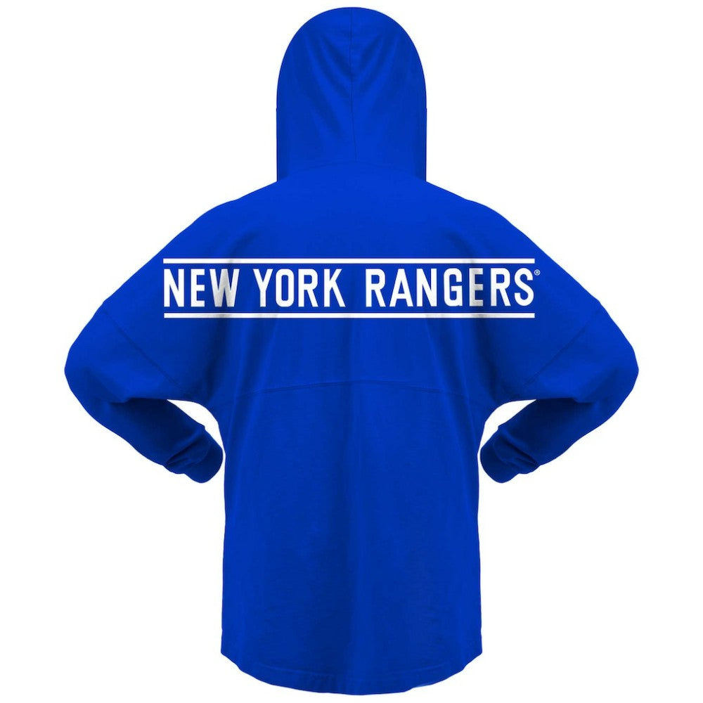 New York Rangers Fanatics Women's Jersey Lace-Up V-Neck Long Sleeve Hoodie T-Shirt