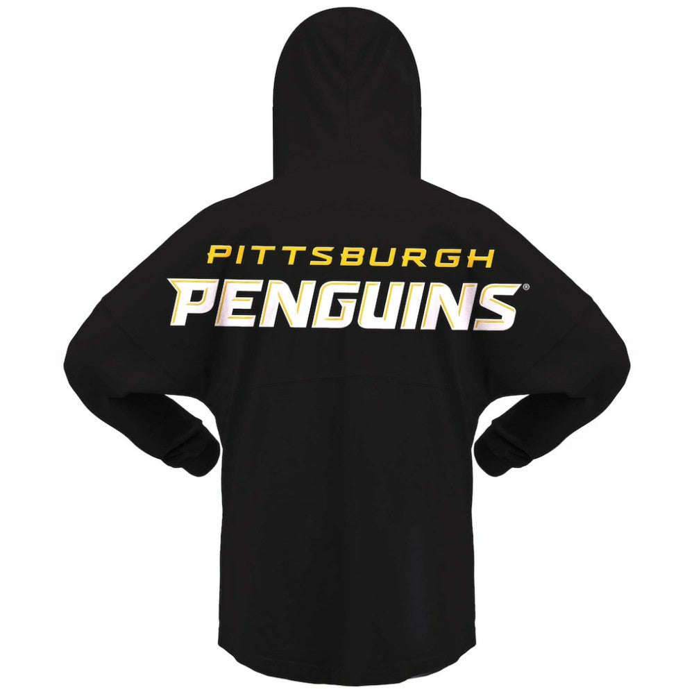 Pittsburgh Penguins Fanatics Women's Jersey Lace-Up V-Neck Long Sleeve Hoodie T-Shirt