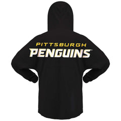 Pittsburgh Penguins Fanatics Women's Jersey Lace-Up V-Neck Long Sleeve Hoodie T-Shirt