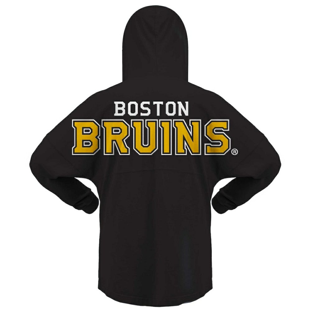 Boston Bruins Fanatics Women's Jersey Lace-Up V-Neck Long Sleeve Hoodie T-Shirt