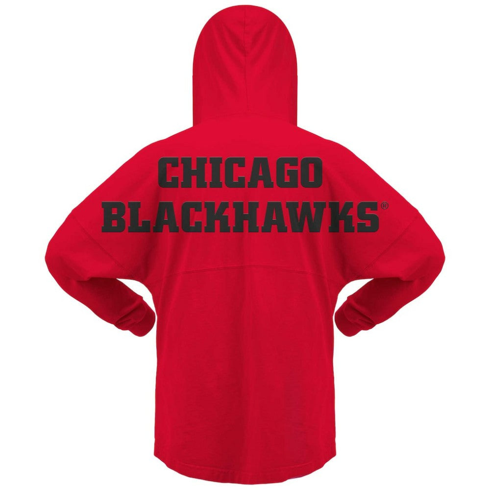 Chicago Blackhawks Fanatics Women's Jersey Lace-Up V-Neck Long Sleeve Hoodie T-Shirt