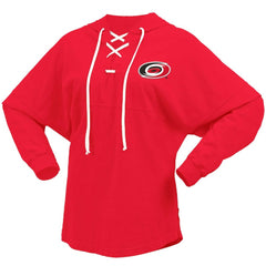 Carolina Hurricanes Fanatics Women's Jersey Lace-Up V-Neck Long Sleeve Hoodie T-Shirt