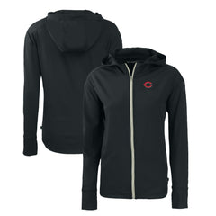 Cincinnati Reds Cutter & Buck Women's Daybreak Eco Recycled Full-Zip Hoodie - Black