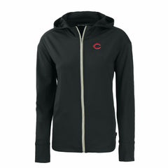 Cincinnati Reds Cutter & Buck Women's Daybreak Eco Recycled Full-Zip Hoodie - Black