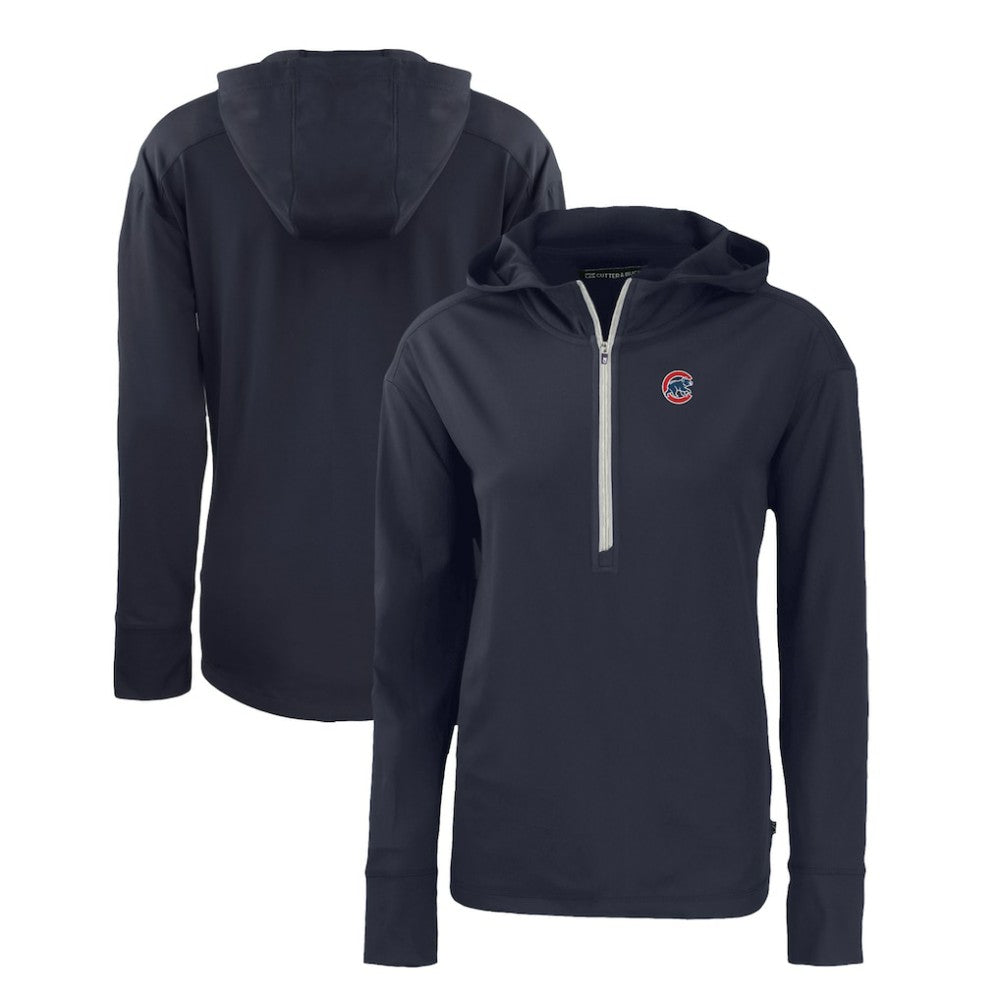 Chicago Cubs Cutter & Buck Women's Daybreak Eco Recycled Half-Zip Hoodie - Navy