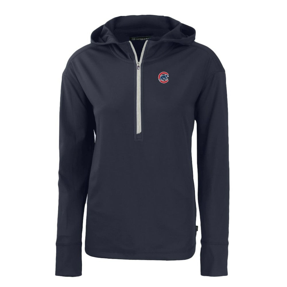 Chicago Cubs Cutter & Buck Women's Daybreak Eco Recycled Half-Zip Hoodie - Navy