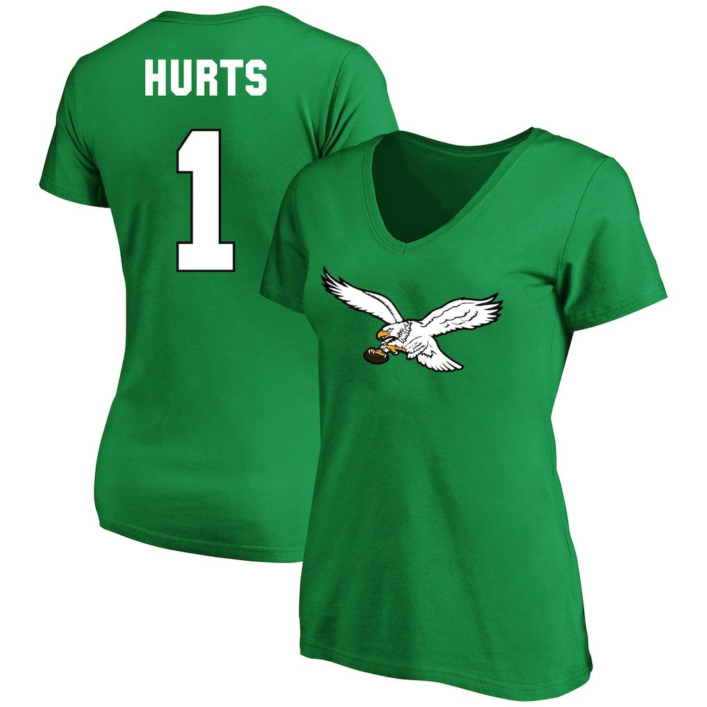 NFL Philadelphia Eagles Jalen Hurts  Women's Plus Size Fair Catch Name & Number Scoop Neck T-Shirt