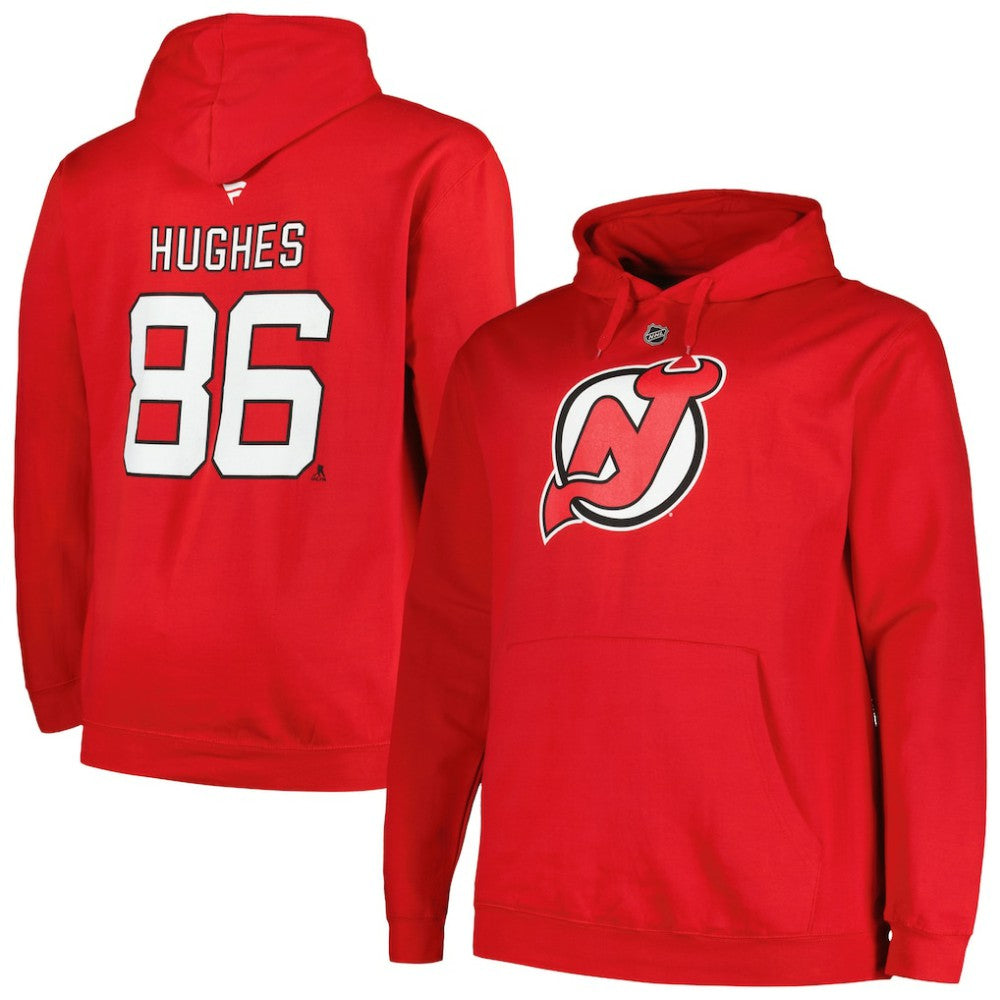 Jack Hughes New Jersey Devils Profile Big & Tall Name & Number Pullover Hoodie
