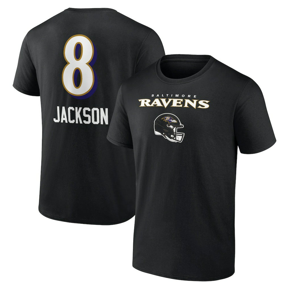 NFL Baltimore Ravens Lamar Jackson  Team Wordmark Name & Number T-Shirt