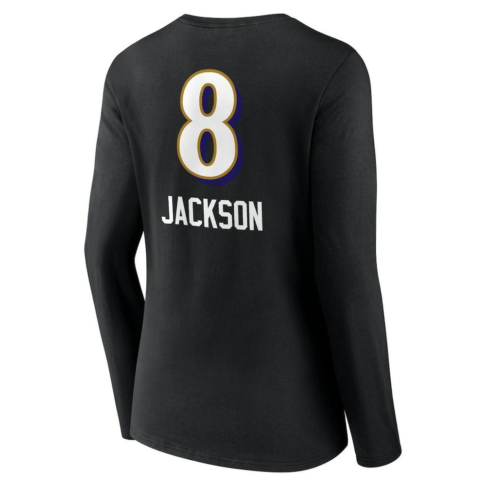 NFL Baltimore Ravens Lamar Jackson  Women's Team Wordmark Long Sleeve V-Neck T-Shirt