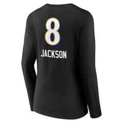 NFL Baltimore Ravens Lamar Jackson  Women's Team Wordmark Long Sleeve V-Neck T-Shirt