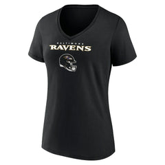 NFL Baltimore Ravens Lamar Jackson  Women's Team Wordmark Name & Number V-Neck T-Shirt
