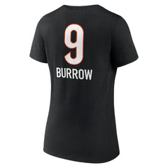 NFL Cincinnati Bengals Joe Burrow  Women's Team Wordmark Name & Number V-Neck T-Shirt