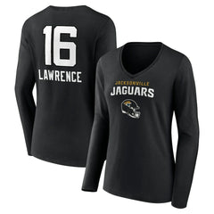 NFL Jacksonville Jaguars Trevor Lawrence  Women's Team Wordmark Long Sleeve V-Neck T-Shirt