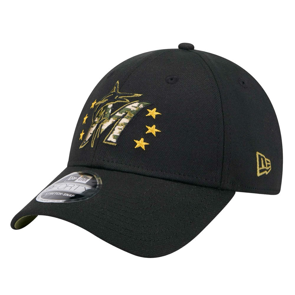 Miami Marlins 2024 Armed Forces Day 9FORTY Adjustable Hat - Black | New Era