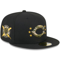 Cincinnati Reds 2024 Armed Forces Day On-Field 59FIFTY Fitted Hat - Black | New Era