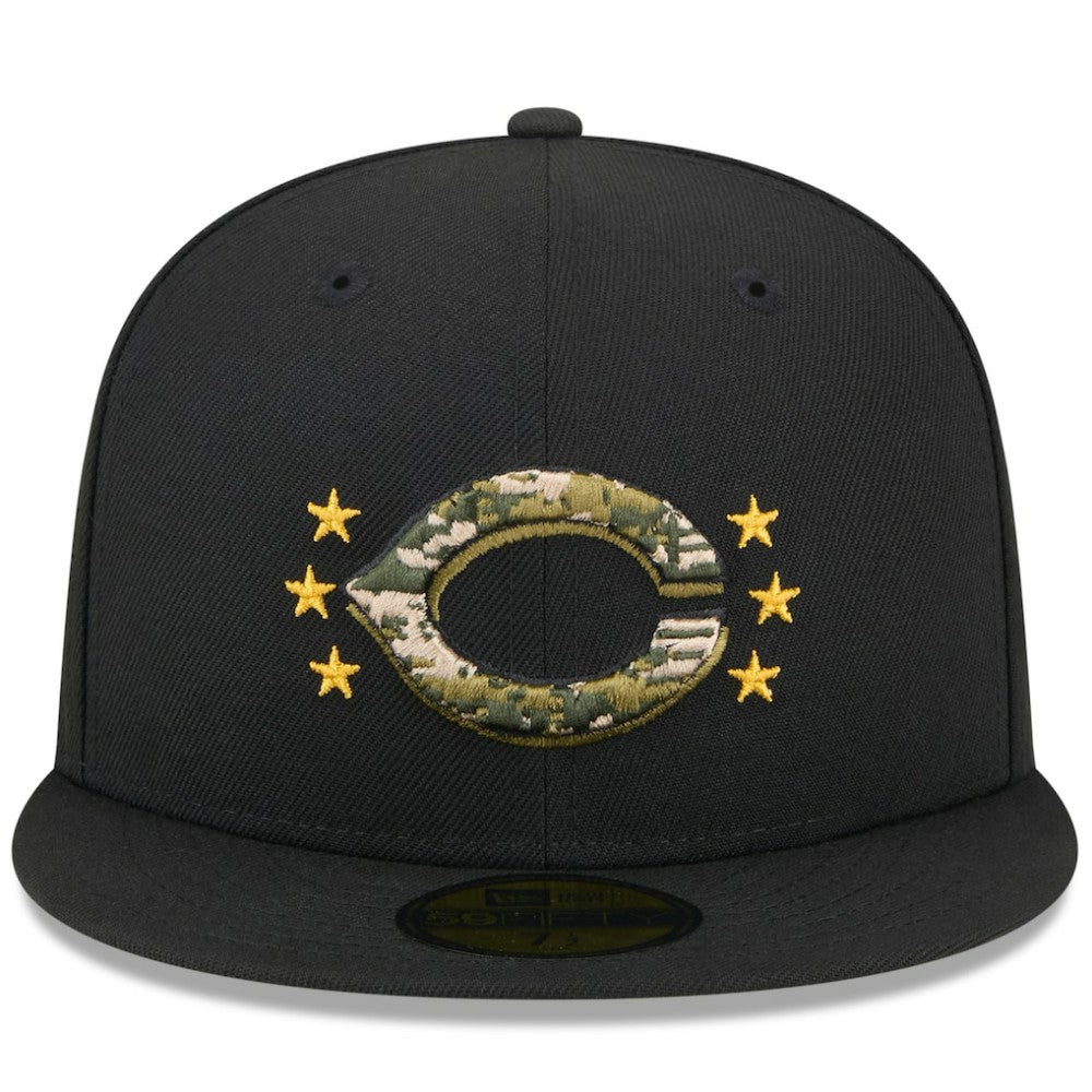 Cincinnati Reds 2024 Armed Forces Day On-Field 59FIFTY Fitted Hat - Black | New Era