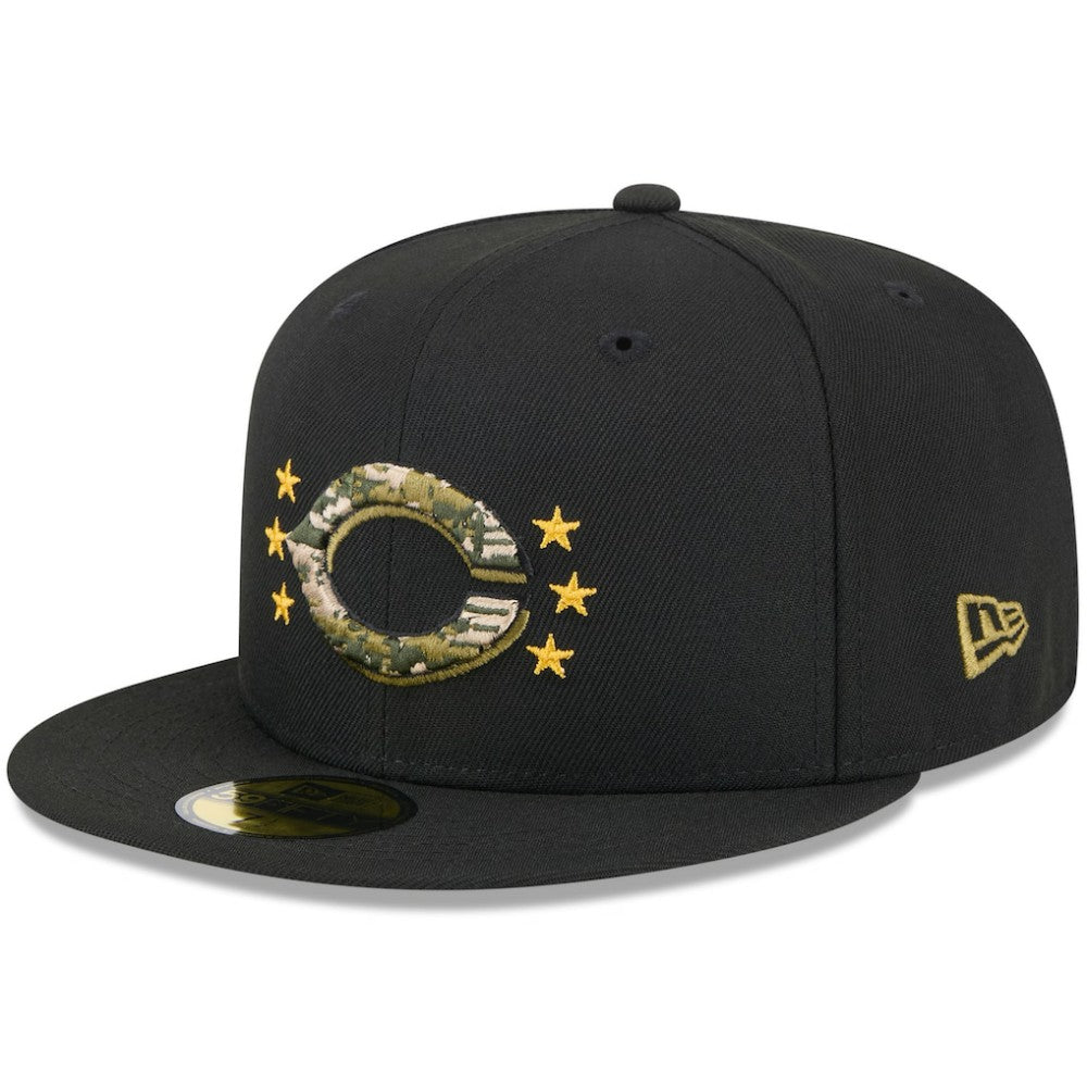 Cincinnati Reds 2024 Armed Forces Day On-Field 59FIFTY Fitted Hat - Black | New Era