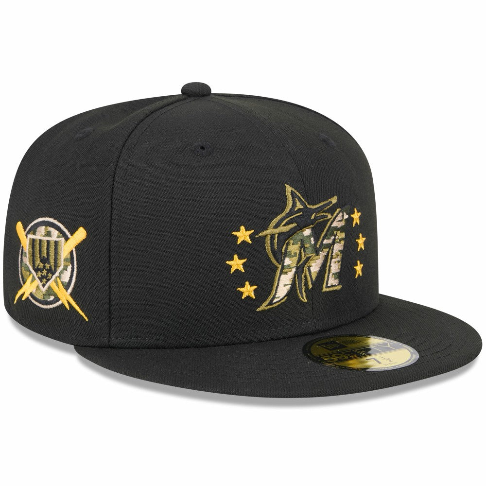 Miami Marlins 2024 Armed Forces Day On-Field 59FIFTY Fitted Hat - Black | New Era