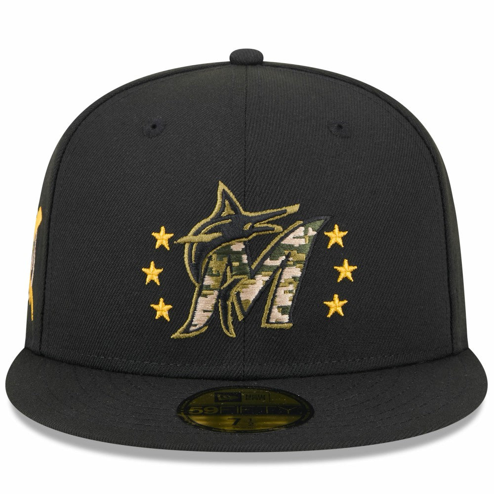 Miami Marlins 2024 Armed Forces Day On-Field 59FIFTY Fitted Hat - Black | New Era