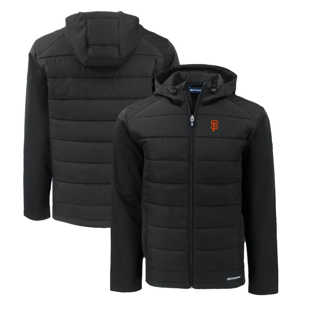 San Francisco Giants Cutter & Buck Big & Tall Evoke Hybrid Eco Softshell Recycled Full-Zip Hoodie - Black