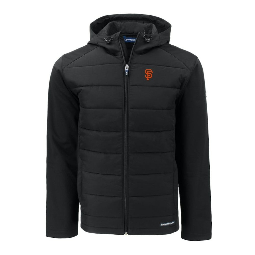 San Francisco Giants Cutter & Buck Big & Tall Evoke Hybrid Eco Softshell Recycled Full-Zip Hoodie - Black