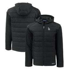 Los Angeles Dodgers Cutter & Buck Evoke Hybrid Eco Softshell Recycled Full-Zip Hoodie - Black