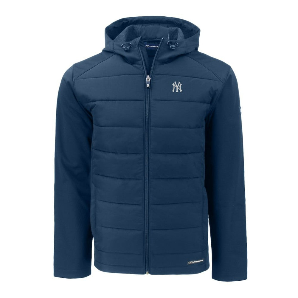 New York Yankees Cutter & Buck Evoke Hybrid Eco Softshell Recycled Full-Zip Hoodie - Navy