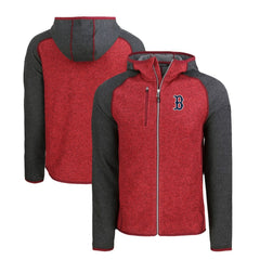 Boston Red Sox Cutter & Buck Mainsail Full-Zip Hooded Jacket - Heather Charcoal/Red