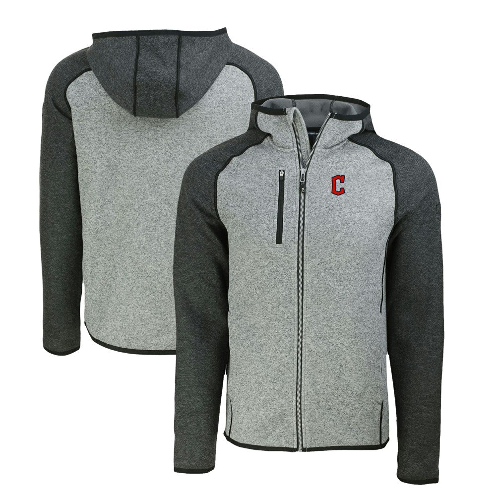 Cleveland Guardians Cutter & Buck Mainsail Full-Zip Hooded Jacket - Heather Charcoal/Heather Gray