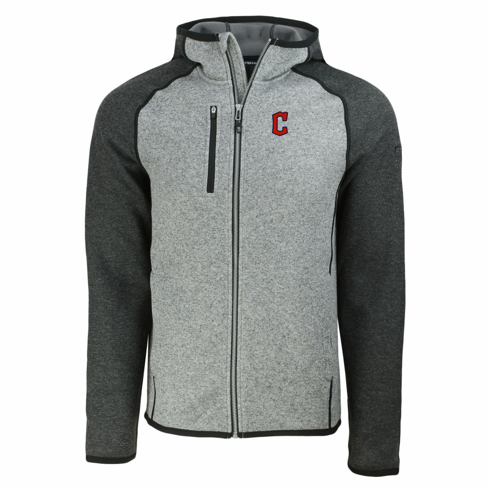 Cleveland Guardians Cutter & Buck Mainsail Full-Zip Hooded Jacket - Heather Charcoal/Heather Gray