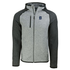 Detroit Tigers Cutter & Buck Mainsail Full-Zip Hooded Jacket - Heather Charcoal/Heather Gray