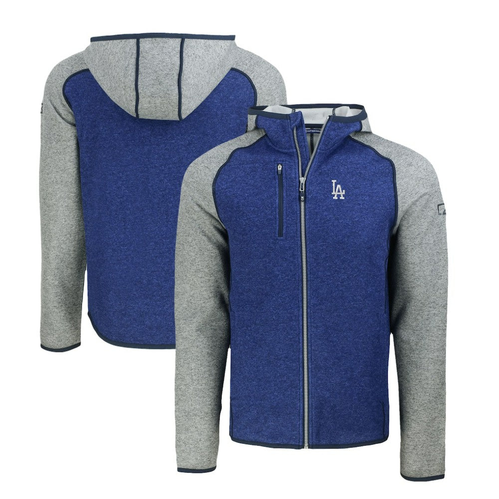 Los Angeles Dodgers Cutter & Buck Mainsail Full-Zip Hooded Jacket - Royal/Heather Gray