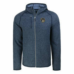 Milwaukee Brewers Cutter & Buck Mainsail Full-Zip Hooded Jacket - Heather Navy