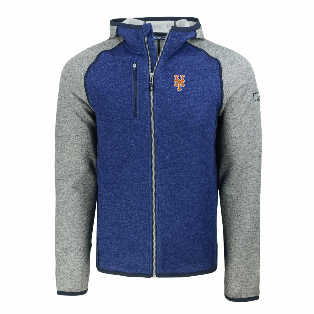 New York Mets Cutter & Buck Mainsail Full-Zip Hooded Jacket - Royal/Heather Gray