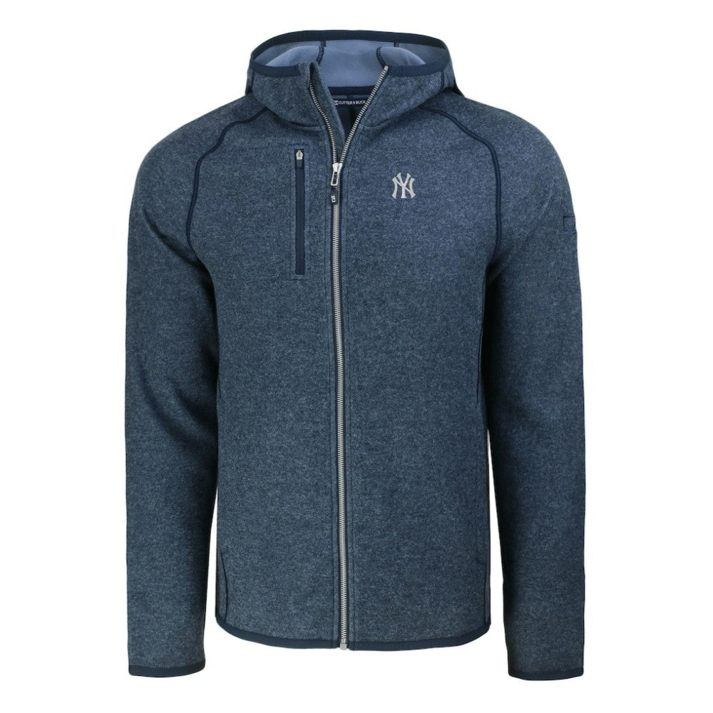 New York Yankees Cutter & Buck Mainsail Full-Zip Hooded Jacket - Heather Navy