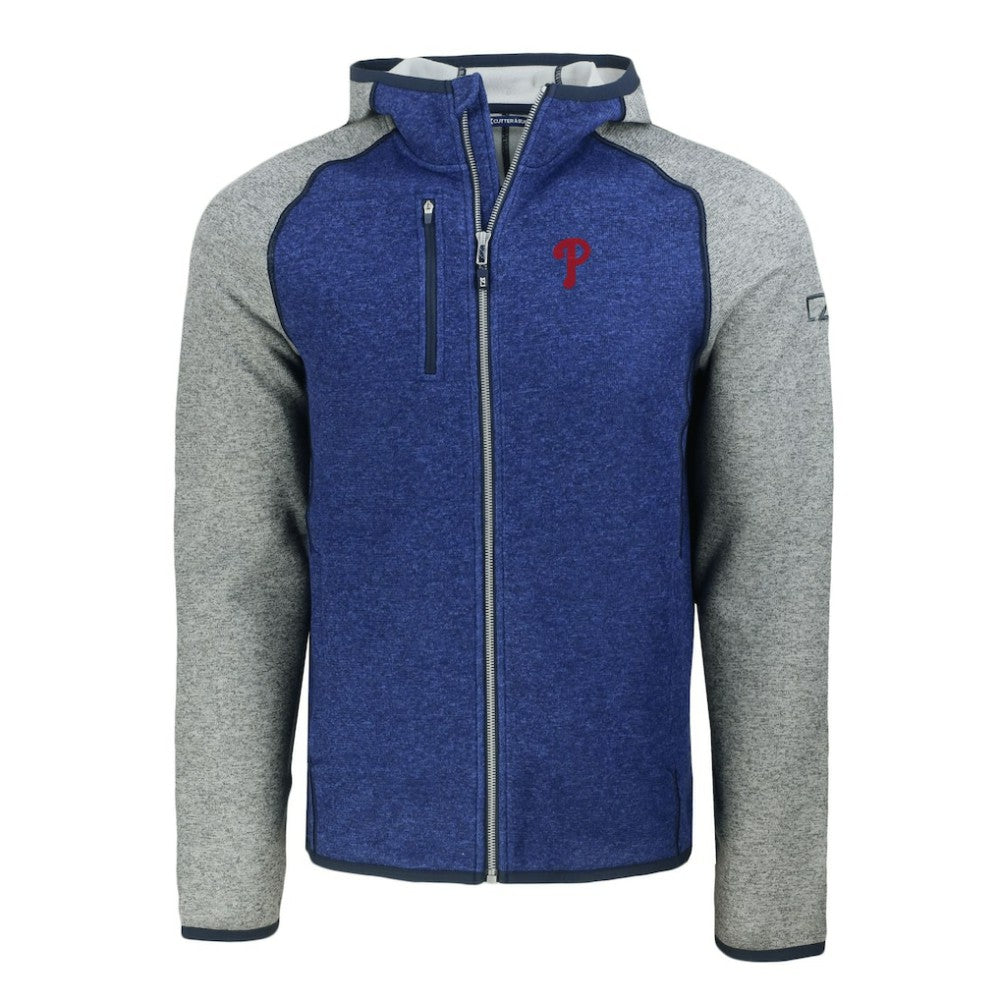 Philadelphia Phillies Cutter & Buck Mainsail Full-Zip Hooded Jacket - Royal/Heather Gray