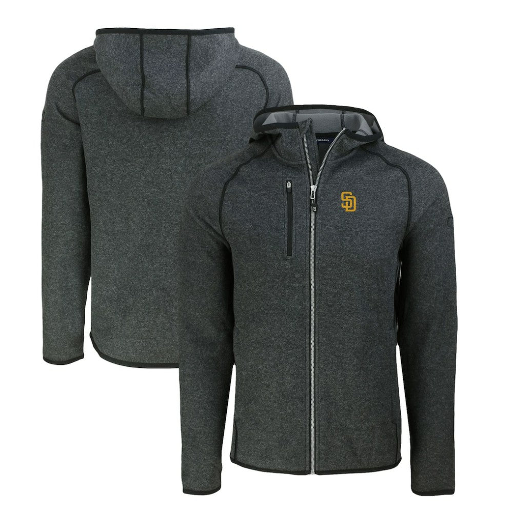 San Diego Padres Cutter & Buck Mainsail Full-Zip Hooded Jacket - Heather Charcoal