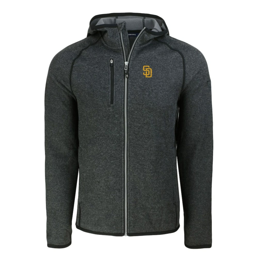 San Diego Padres Cutter & Buck Mainsail Full-Zip Hooded Jacket - Heather Charcoal