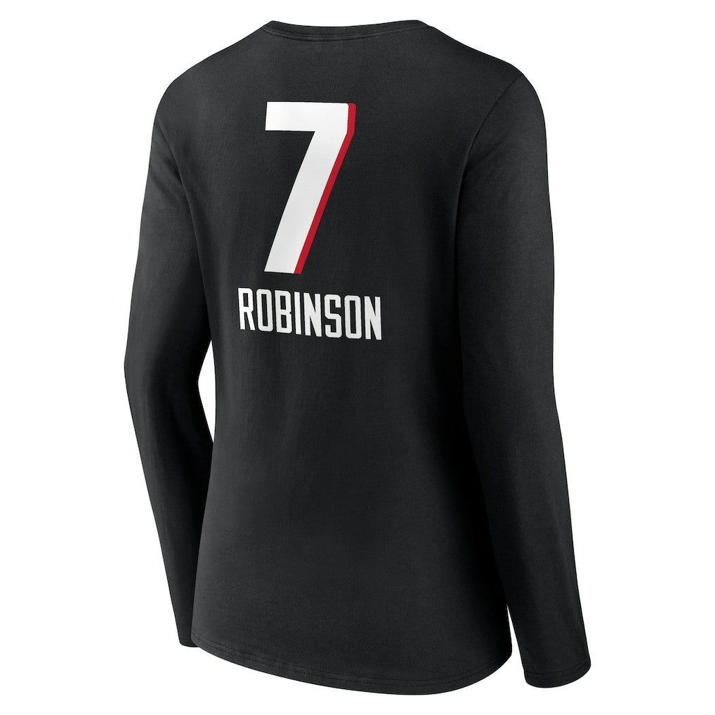 NFL Atlanta Falcons Bijan Robinson  Women's Team Wordmark Name & Number Long Sleeve V-Neck T-Shirt